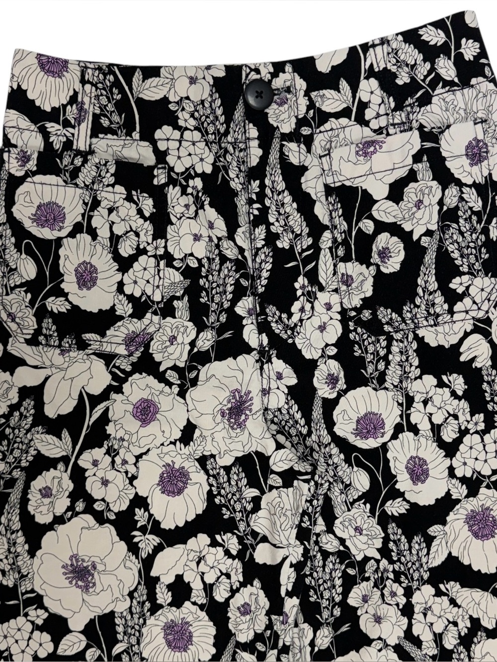 Anthropologie Maeve Colette Wide Leg Pants Womens 28 Black Floral Patch Pocket